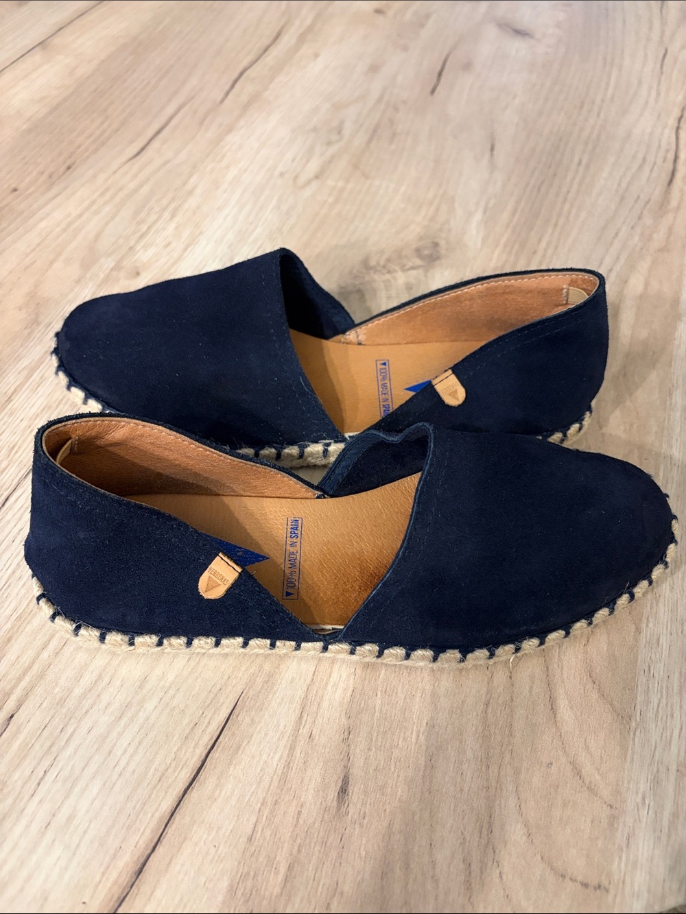 VERBENAS CARMEN NAVY SUEDE D’ORSAY ESPADRILLE FLATS WOMENS SIZE EU 37 US 6.5-7